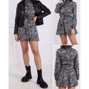 The Kooples Black Lace Paisley Print Belted Knee Length Size 3 M/L NWT $385